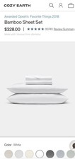 Cozy Earth Bamboo Sheet Set, White, King — Silky Soft NWOT (Read) picture