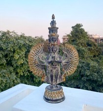 Brass Avalokeshwara statue . 14 Inch Buddhist Deity picture