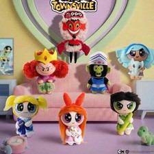 Genuine The Powerpuff Girls Good Morning Town Keychain Blind Box Vinyl Plush picture