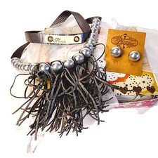 Plunder December Posse (c. 2016) Fringe+Silver Ball Necklace and Earring Set-NOS picture