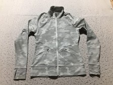 Lole Essential Up Full Zip Jacket Womens M Medium Gray Camouflage Pockets Nylon picture