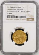 India Sultans of Jaunpur Mahmud shah AU 55 PMG Tugra Gold Dinar Medieval Coin picture