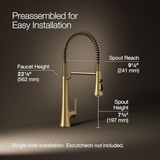 VIBRANT BRUSHED MODERNE BRASS - KOHLER K-23765 TONE 1.5 GPM SINGLE HOLE picture