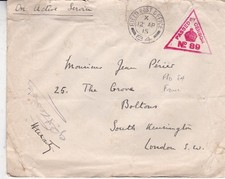 GB 1915 Gallipoli to South Kensington cover Field Post Office 84 written picture