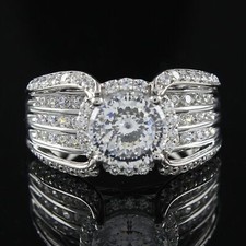 4.63 Ct Simulated Round Diamond Bridal Ring Solid Sterling Silver 925 picture