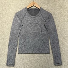 Lululemon Energy Seamless Long Sleeve Top Womens 2 Gray Thumbhole Athletic picture