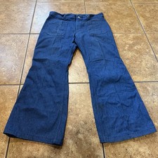 VTG Seafarer Dungaree US Navy Denim Utility Pants Bell Bottom 36x31 MINT picture
