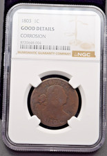 1803 1C Draped Bust Large Cent NGC Good Details Corrosion US Coin picture
