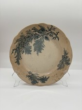 Stained, Crazed Antique Rörstrand Bella Bird Plate 10” Blue Transferware Sweden picture