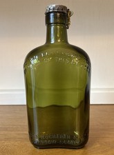 VTG James Buchanan & Co Glasgow Scotland Green Glass Whiskey Bottle With Cap picture