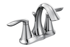 Moen Eva 6410 Centerset 4in 2-Handle Lever Bathroom Faucet Chrome + Drain picture