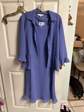 Studio I NWT VNT 90s 2pc Purple Lilaic Dress Jacket Set Y2K Med 10 Church Work picture
