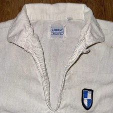 Vtg 50s 60s Brent Shirt Loop Collar Corduroy Tunic MCM Mod Vintage Mens Small picture