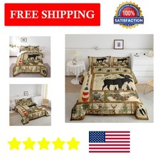 Cozy Farmhouse Moose & Paddle Twin Comforter Set with Pillowcase - Modern Design picture