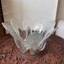 Vintage Iittala Art Glass Flower Petal Bowl Clear Scandinavian Centerpiece picture