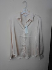 NWT Maison d'Amélie Button Down Blouse Womens Cream Size L Long Sleeve picture