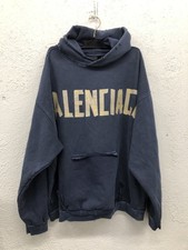 Balenciaga Tape BB28 Type Ripped Pocket Distressed Oversized Hoodie Black sz L  picture