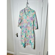 Vintage Saybury New York Caftan Dress XS Pastel Floral Resort Palm Beach Midi picture
