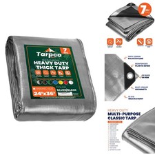 Tarpco Safety 7 Mil Poly Tarp Cover Silver/Black 24' X 36' picture