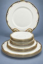 VTG Royal Doulton Rhodes H5099 12Pc Dinnerware Set Pink Shell Gold Trim England picture