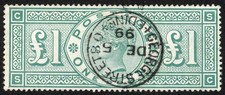 SG212 1891 £1 green, SC, a superb used example picture