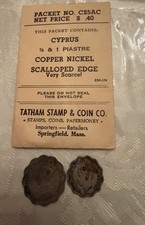 1938 Cyprus 1 & 1/2 Piastre Coins George VI Scalloped Tatham Original Packet picture