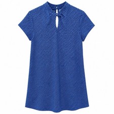 J.McLaughlin Belle Dress Womens Small Blue Geometric Print Mock Neck Keyhole NWT picture
