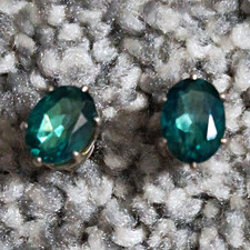 Green Topaz Oval Cut Stud Earrings 2.98ct Sterling Silver 925 Butterfly. Novembe picture