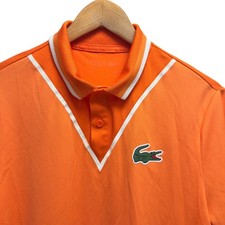 Lacoste Men's Size Medium Orange Golf Tennis Polo Shirt Miami Open Ultra Dry euc picture