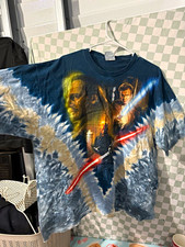 Vintage 90s 1999 Liquid Blue XL Tie Dye Star Wars Ep 1 Phantom Menace T Shirt picture
