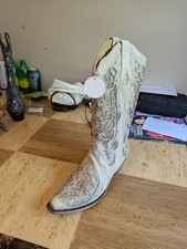 Corral Women's White Glittered & Crystals Snip Toe Wedding Boot A3322 10.5M picture