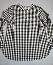 TALBOTS BLACK & WHITE PLUS SIZE GINGHAM CHECKERBOARD TARTAN WOMEN L/S BLOUSE TOP picture