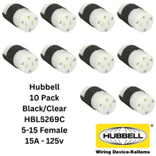 LOT 10x Hubbell HBL5269C AC Female Edison NEMA 5-15R Receptacle 15A 125V CL/BK picture