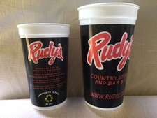 TEXAS RUDY'S COUNTRY STORE AND BAR-B-Q BBQ PLASTIC CUP REUSABLE (LARGE on right) picture