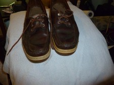 Sebago Docksides Schooner Boat Shoes Brown Leather Mens  10-M picture