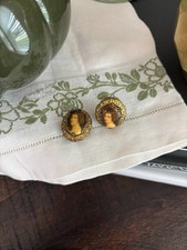 Vintage Signed Cameo Clip On Earrings- Western Germany picture