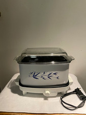 West Bend 4 Qt Electric Slow Cooker White/Black 5-Setting Glass Lid picture