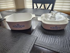 VTG Rare CORNING WARE Blue Cornflower Casserole 1 1/2 Qt and 1 Qt with Lid picture