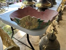 Vintage Roseville Pottery Pink Peony Bowl 430-10, Art Deco Floral picture
