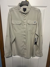 NWT Men’s Guy Harvey Fishing Long Sleeve Button Shirt Silver Birch Size L 42/44 picture
