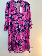 NWT Lilly Pulitzer Saralyn Dress Starlight Navy Once And Floral Gold Buttons M picture