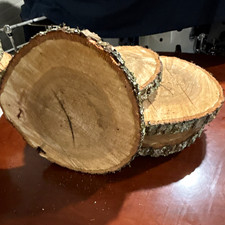 Hardwood 12” to  14” Unfinished Natural Wood Round with Bark Edge,  5 Pieces picture