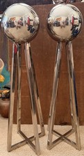 Vintage Global Views Chrome Tripod Floor Orbs Space Age Architectural Pedestals  picture
