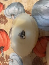 Vintage Custard Hand Painted Floral Fenton Glass Trinket Box Uranium Glow Signed picture