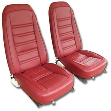 Corvette C3 Leather Seat Covers Red Leather/Vinyl Original 1977-1978 picture