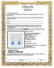 GENUINE 1.24 Cts BLUE OPAL DANGLING EARRINGS 14k WHITE GOLD - Free Appraisal picture