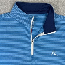 Rhoback Golf Quarter Zip Stretch Performance Pullover Medium Mens Blue Striped picture