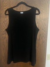 Chico’s Travelers Sleeveless Tank Top Black Size 12-14 95% Acetate 5% Spandex picture