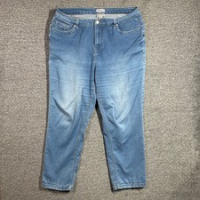 Catherines Sateen Stretch Light Wash Straight Leg Jeans Womens 18W Blue Denim picture