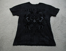 Affliction Shirt Mens M Black Live Fast Lions Cross Gothic Graphic Tee Y2K picture